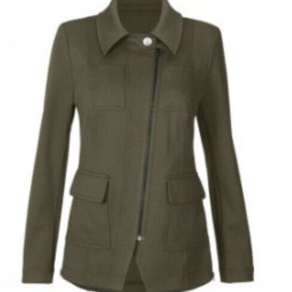 Cabi #4120 Academy Blazer Tailored Fit Ribbed Ponte Knit Jacket Olive Green M - Picture 2 of 5